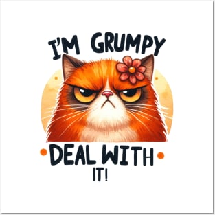 I'm grumpy deal with it Funny Cat Quote Hilarious Sayings Humor Gift Posters and Art